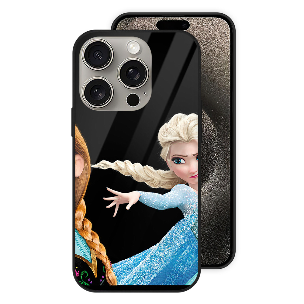 （画像用） アナと雪の女王 アンナ エルサ Frozen Anna Elsa 【iPhone15Pro対応】スマホケース 耐衝撃＆黄変防止 背面ガラス