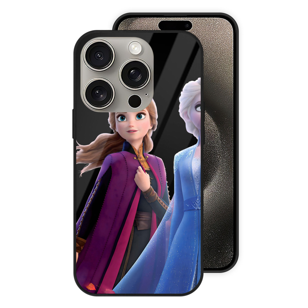 （画像用） アナと雪の女王 アンナ エルサ Frozen Anna Elsa 【iPhone15Pro対応】スマホケース 耐衝撃＆黄変防止 背面ガラス