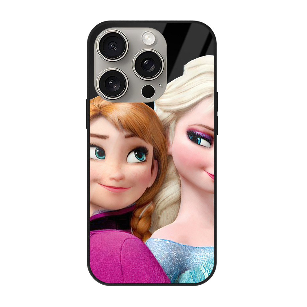 （画像用） アナと雪の女王 アンナ エルサ Frozen Anna Elsa 【iPhone15Pro対応】スマホケース 耐衝撃＆黄変防止 背面ガラス