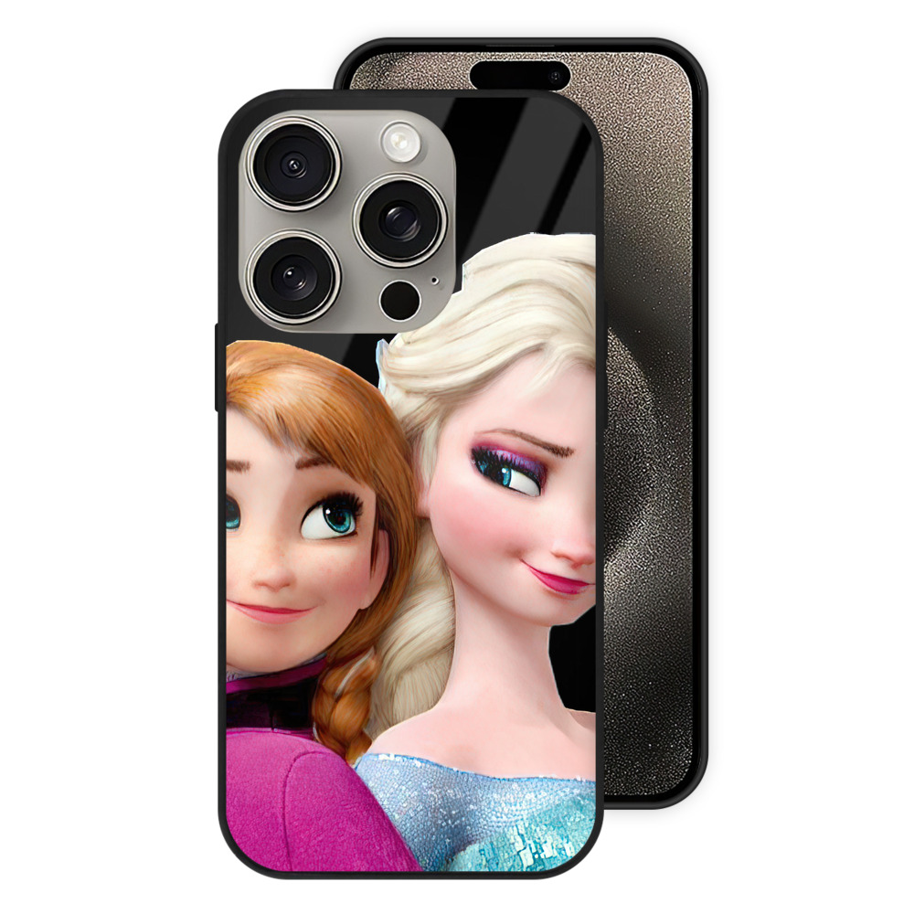 （画像用） アナと雪の女王 アンナ エルサ Frozen Anna Elsa 【iPhone15Pro対応】スマホケース 耐衝撃＆黄変防止 背面ガラス