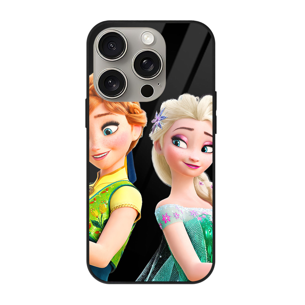 （画像用） アナと雪の女王 アンナ エルサ Frozen Anna Elsa 【iPhone15Pro対応】スマホケース 耐衝撃＆黄変防止 背面ガラス