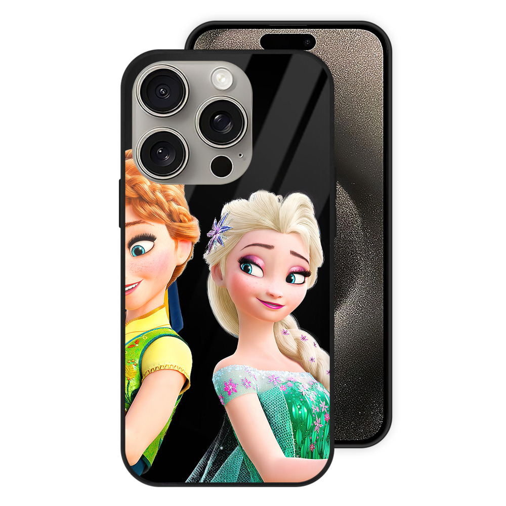 （画像用） アナと雪の女王 アンナ エルサ Frozen Anna Elsa 【iPhone15Pro対応】スマホケース 耐衝撃＆黄変防止 背面ガラス