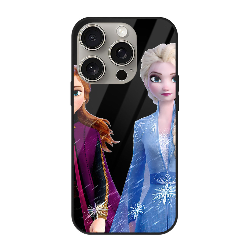 （画像用） アナと雪の女王 アンナ エルサ Frozen Anna Elsa 【iPhone15Pro対応】スマホケース 耐衝撃＆黄変防止 背面ガラス