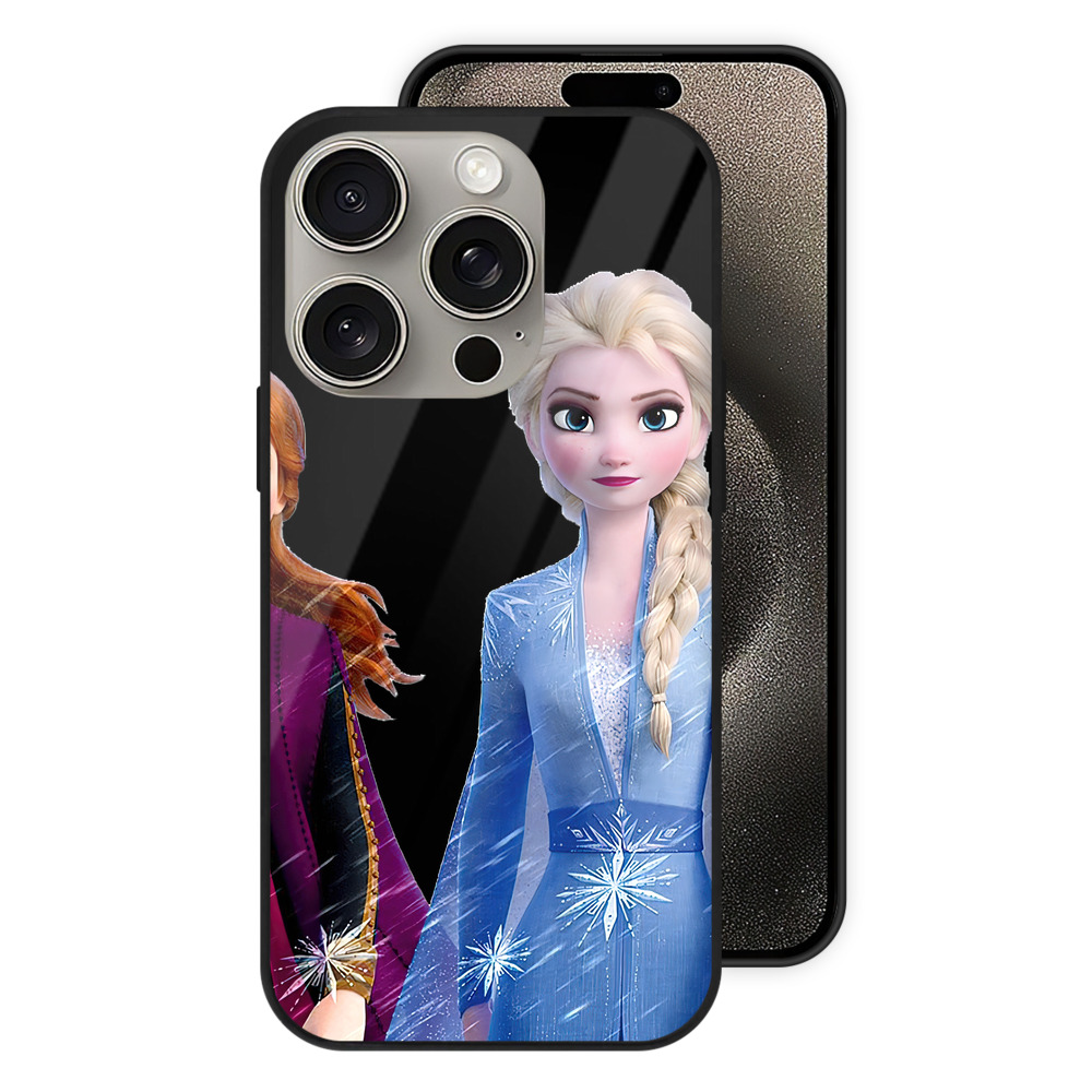 （画像用） アナと雪の女王 アンナ エルサ Frozen Anna Elsa 【iPhone15Pro対応】スマホケース 耐衝撃＆黄変防止 背面ガラス