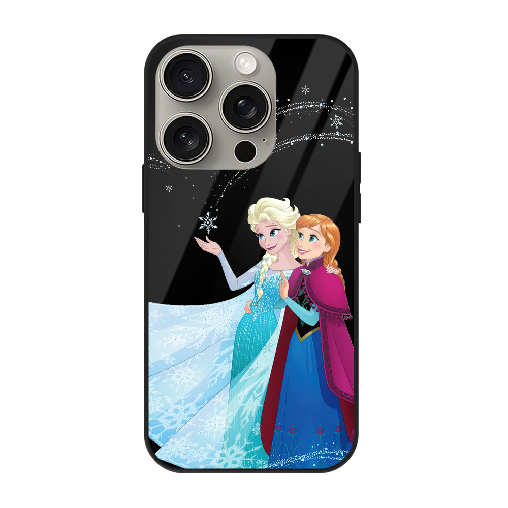 （画像用） アナと雪の女王 アンナ エルサ Frozen Anna Elsa 【iPhone15Pro対応】スマホケース 耐衝撃＆黄変防止 背面ガラス