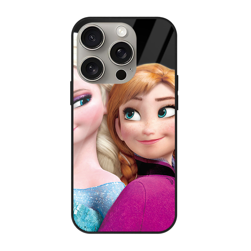 （画像用） アナと雪の女王 アンナ エルサ Frozen Anna Elsa 【iPhone15Pro対応】スマホケース 耐衝撃＆黄変防止 背面ガラス