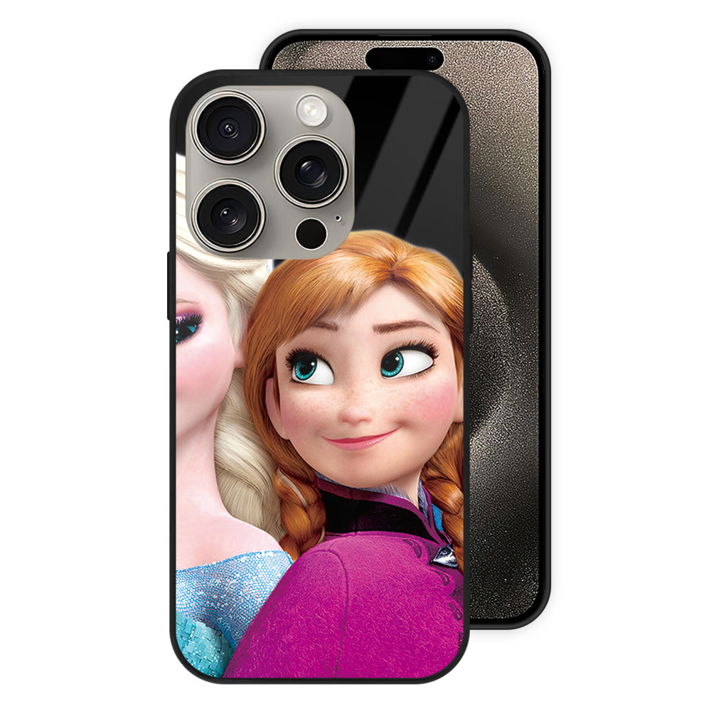 （画像用） アナと雪の女王 アンナ エルサ Frozen Anna Elsa 【iPhone15Pro対応】スマホケース 耐衝撃＆黄変防止 背面ガラス