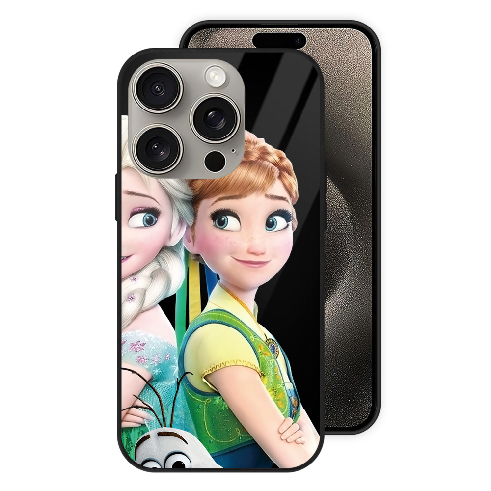 （画像用） アナと雪の女王 アンナ エルサ Frozen Anna Elsa 【iPhone15Pro対応】スマホケース 耐衝撃＆黄変防止 背面ガラス