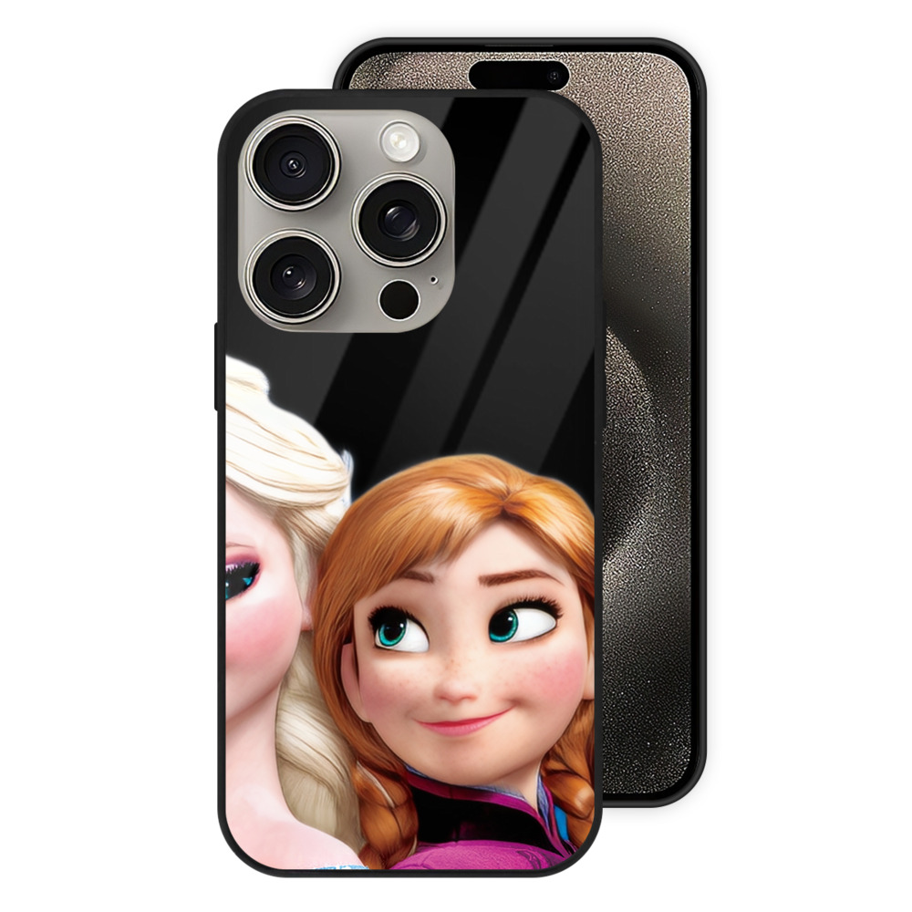 （画像用） アナと雪の女王 アンナ エルサ Frozen Anna Elsa 【iPhone15Pro対応】スマホケース 耐衝撃＆黄変防止 背面ガラス