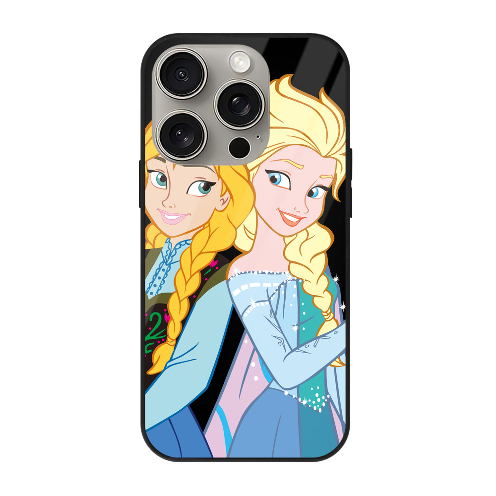 （画像用） アナと雪の女王 アンナ エルサ Frozen Anna Elsa 【iPhone15Pro対応】スマホケース 耐衝撃＆黄変防止 背面ガラス