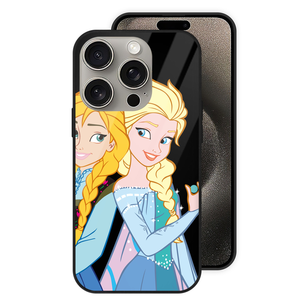 （画像用） アナと雪の女王 アンナ エルサ Frozen Anna Elsa 【iPhone15Pro対応】スマホケース 耐衝撃＆黄変防止 背面ガラス