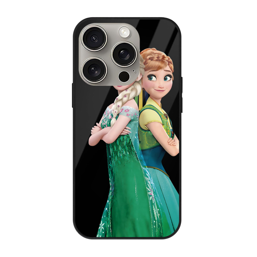 （画像用） アナと雪の女王 アンナ エルサ Frozen Anna Elsa 【iPhone15Pro対応】スマホケース 耐衝撃＆黄変防止 背面ガラス