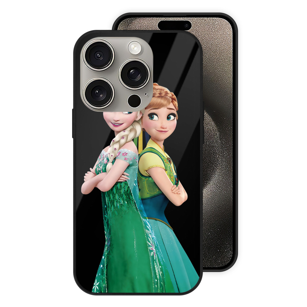 （画像用） アナと雪の女王 アンナ エルサ Frozen Anna Elsa 【iPhone15Pro対応】スマホケース 耐衝撃＆黄変防止 背面ガラス