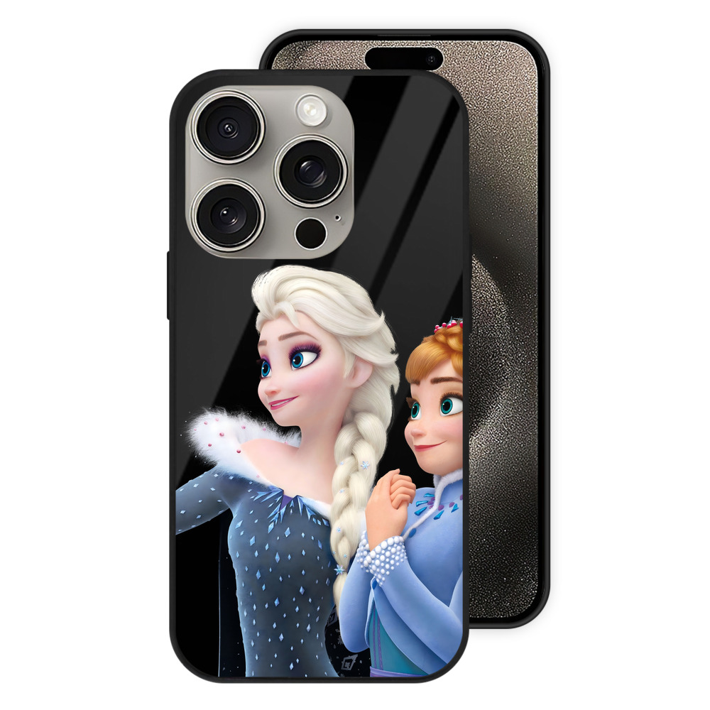 （画像用） アナと雪の女王 アンナ エルサ Frozen Anna Elsa 【iPhone15Pro対応】スマホケース 耐衝撃＆黄変防止 背面ガラス