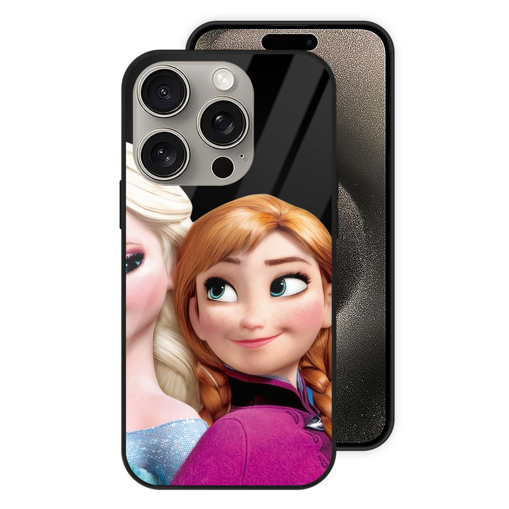 （画像用） アナと雪の女王 アンナ エルサ Frozen Anna Elsa 【iPhone15Pro対応】スマホケース 耐衝撃＆黄変防止 背面ガラス