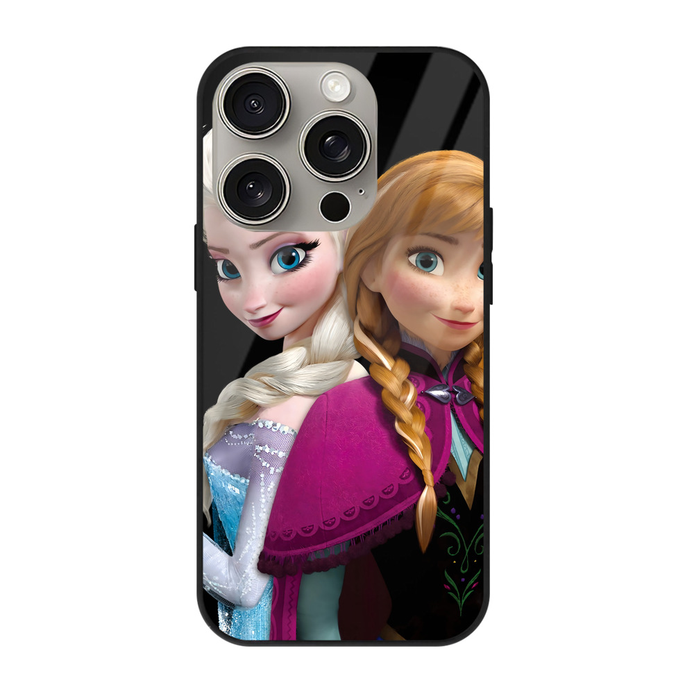 （画像用） アナと雪の女王 アンナ エルサ Frozen Anna Elsa 【iPhone15Pro対応】スマホケース 耐衝撃＆黄変防止 背面ガラス