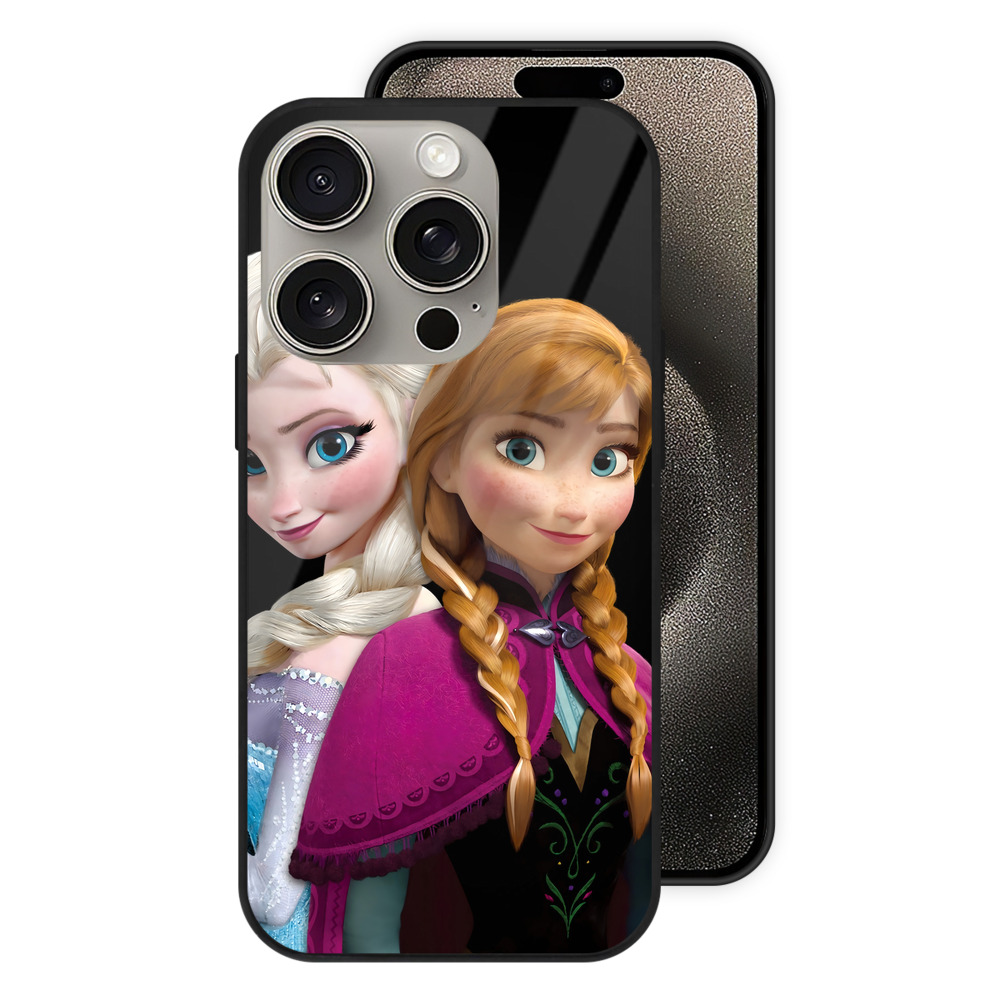 アナと雪の女王 アンナ エルサ Frozen Anna Elsa 【iPhone15Pro対応】スマホケース 耐衝撃＆黄変防止 背面ガラス