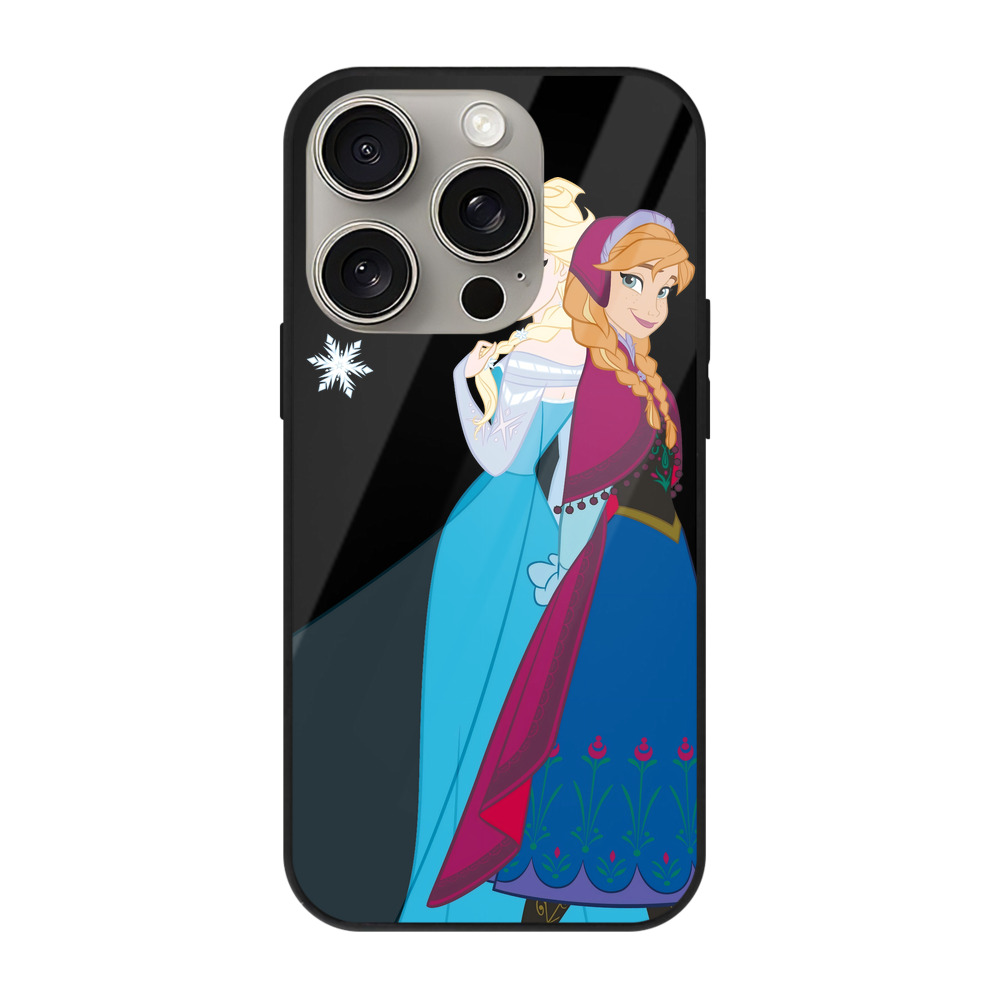 （画像用） アナと雪の女王 アンナ エルサ Frozen Anna Elsa 【iPhone15Pro対応】スマホケース 耐衝撃＆黄変防止 背面ガラス