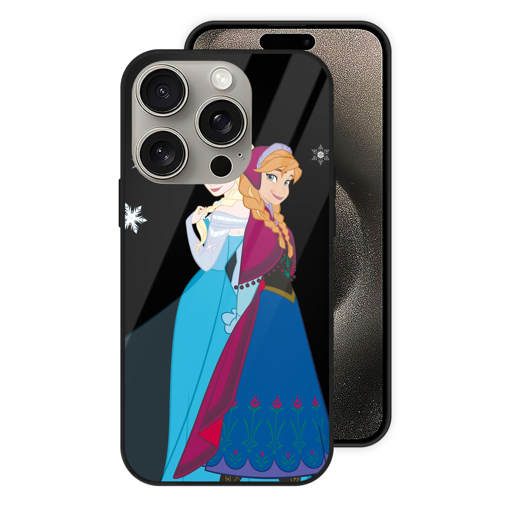 （画像用） アナと雪の女王 アンナ エルサ Frozen Anna Elsa 【iPhone15Pro対応】スマホケース 耐衝撃＆黄変防止 背面ガラス