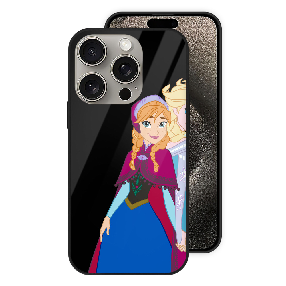 （画像用） アナと雪の女王 アンナ エルサ Frozen Anna Elsa 【iPhone15Pro対応】スマホケース 耐衝撃＆黄変防止 背面ガラス