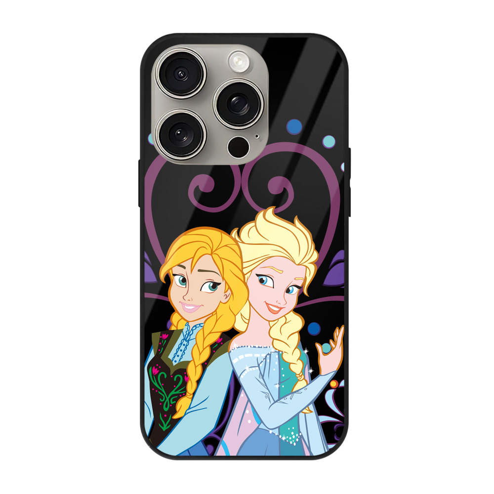 （画像用） アナと雪の女王 アンナ エルサ Frozen Anna Elsa 【iPhone15Pro対応】スマホケース 耐衝撃＆黄変防止 背面ガラス
