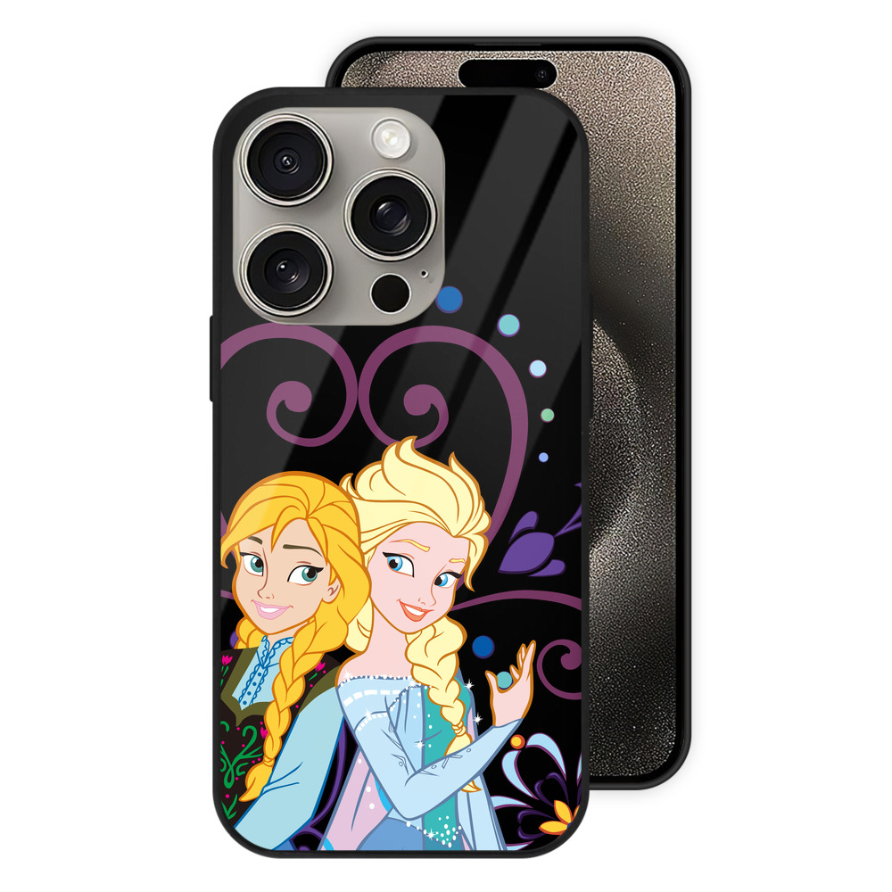 （画像用） アナと雪の女王 アンナ エルサ Frozen Anna Elsa 【iPhone15Pro対応】スマホケース 耐衝撃＆黄変防止 背面ガラス