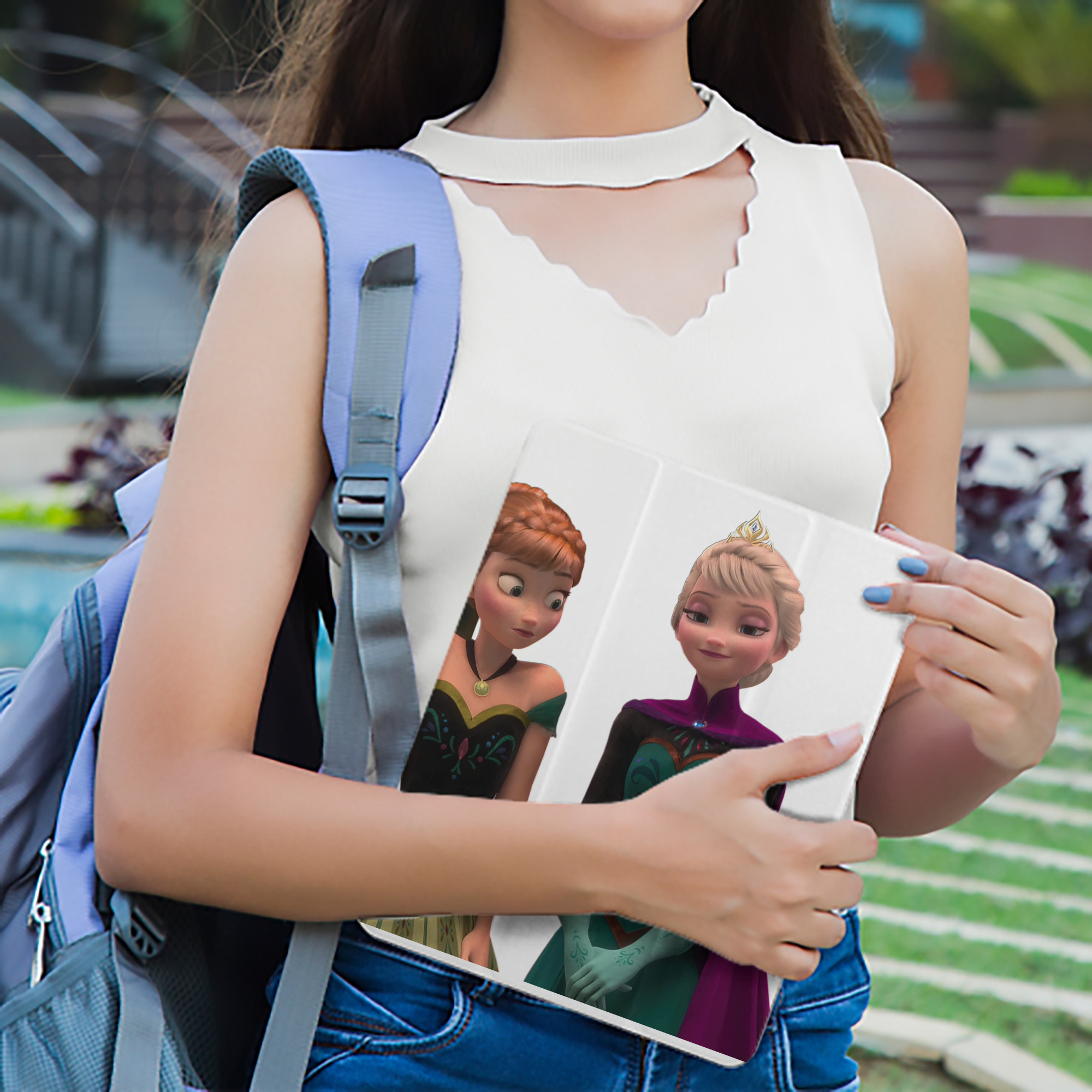 アナと雪の女王 アンナ エルサ Frozen Anna Elsa IPad ケース ペン収納付き 三つ折りスタンド PUレザー×シリコン 対応機種9.5/10.5/10.9インチ