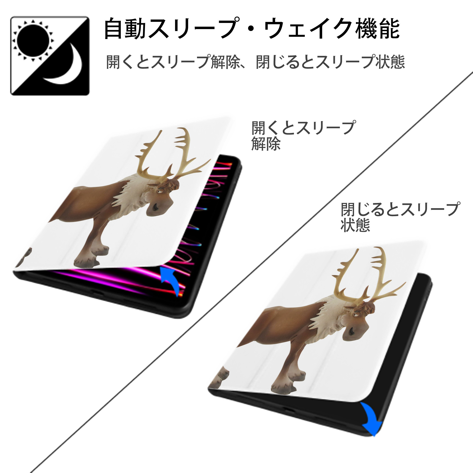 アナと雪の女王 アンナ エルサ Frozen Anna Elsa IPad ケース ペン収納付き 三つ折りスタンド PUレザー×シリコン 対応機種9.5/10.5/10.9インチ