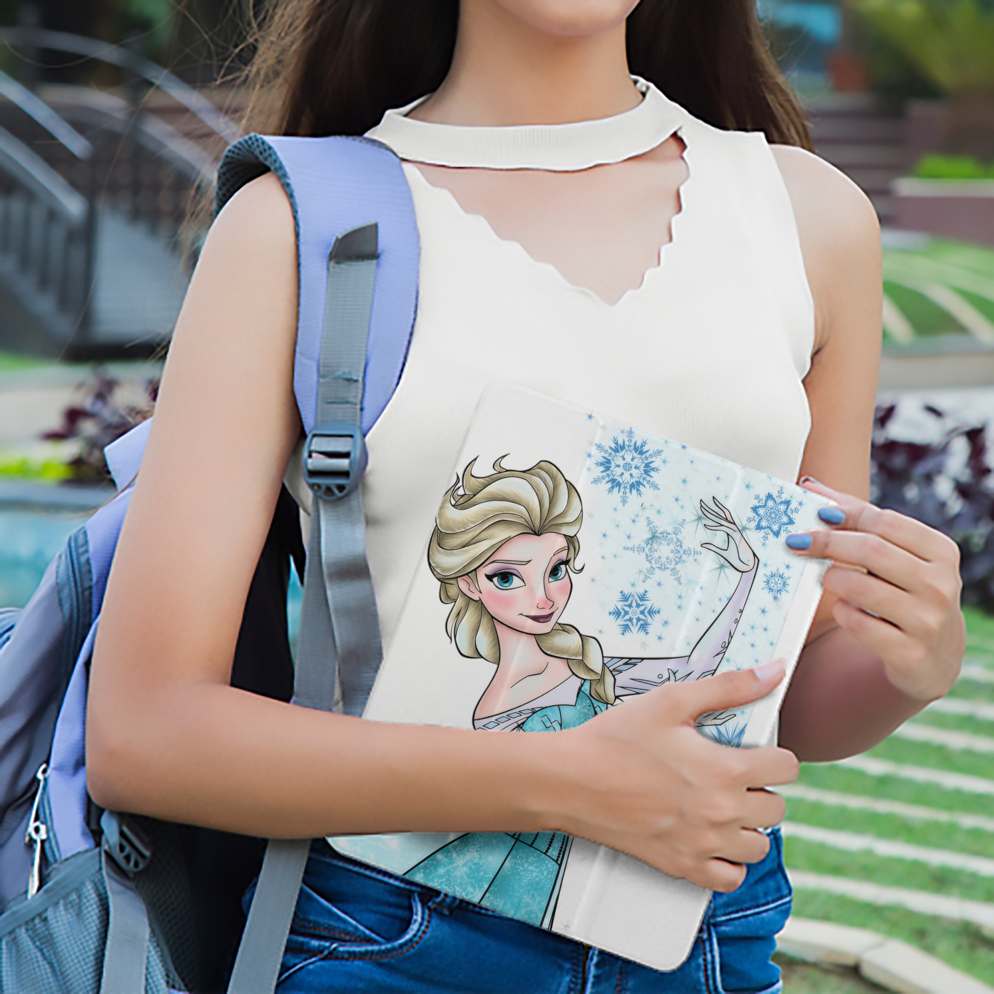 アナと雪の女王 アンナ エルサ Frozen Anna Elsa IPad ケース ペン収納付き 三つ折りスタンド PUレザー×シリコン 対応機種9.5/10.5/10.9インチ