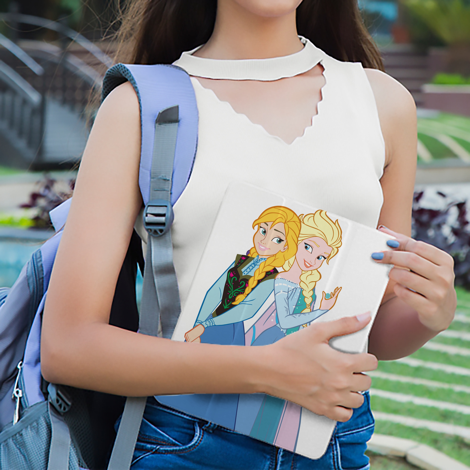 アナと雪の女王 アンナ エルサ Frozen Anna Elsa IPad ケース ペン収納付き 三つ折りスタンド PUレザー×シリコン 対応機種9.5/10.5/10.9インチ