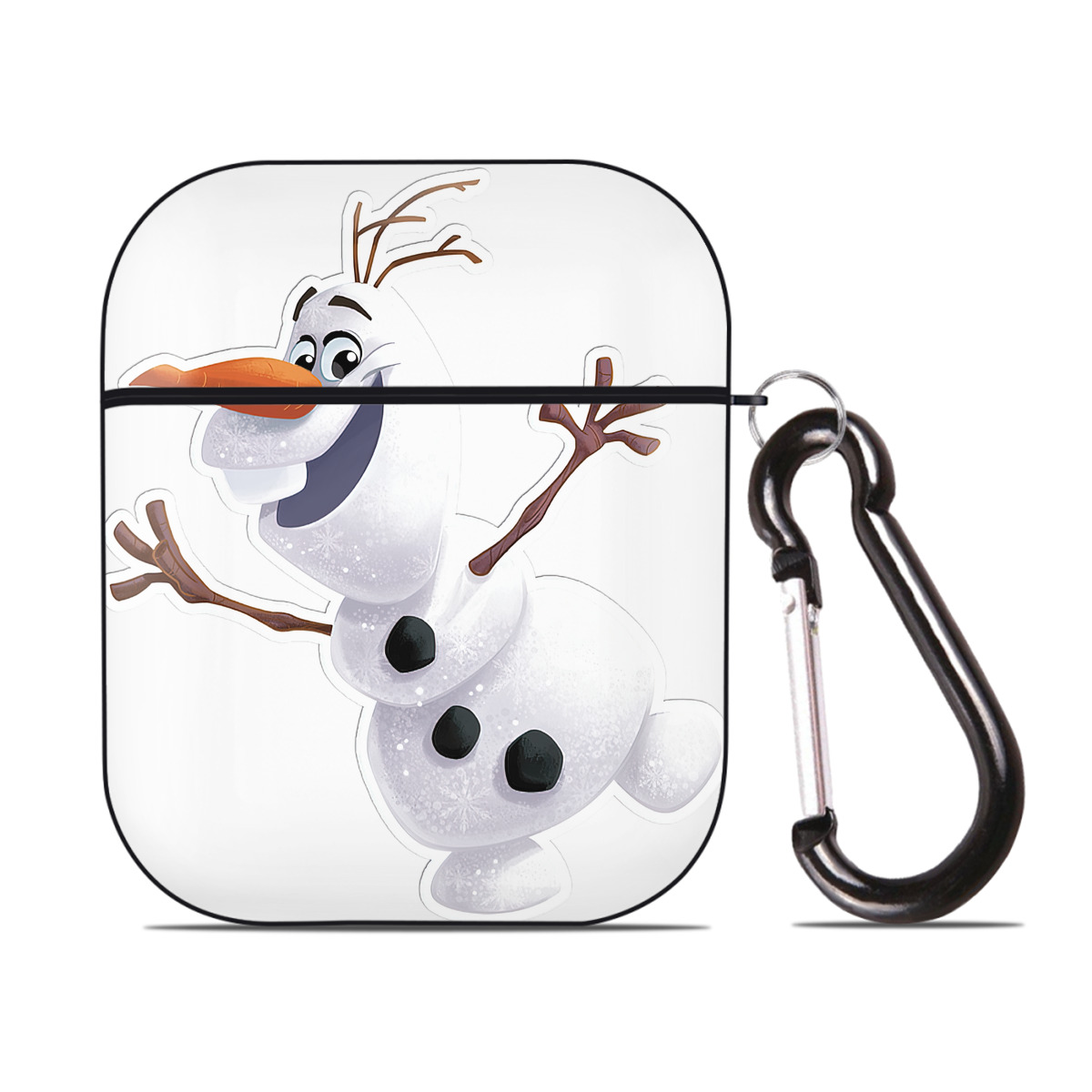 （画像用） アナと雪の女王 アンナ エルサ Frozen Anna Elsa AirPods 第2世代保護ケース ハードシェル ブラック 耐衝撃・防指紋・カラビナ付き