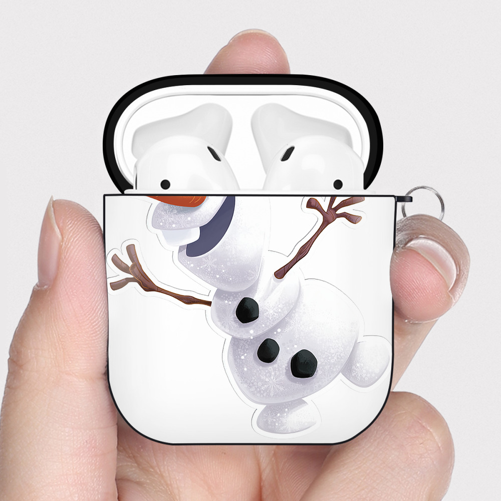 （画像用） アナと雪の女王 アンナ エルサ Frozen Anna Elsa AirPods 第2世代保護ケース ハードシェル ブラック 耐衝撃・防指紋・カラビナ付き