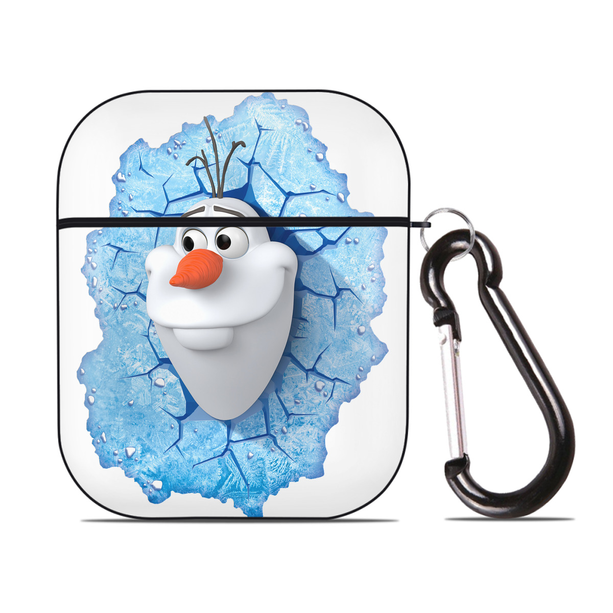（画像用） アナと雪の女王 アンナ エルサ Frozen Anna Elsa AirPods 第2世代保護ケース ハードシェル ブラック 耐衝撃・防指紋・カラビナ付き
