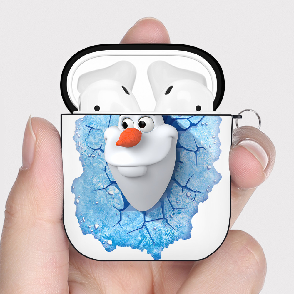 （画像用） アナと雪の女王 アンナ エルサ Frozen Anna Elsa AirPods 第2世代保護ケース ハードシェル ブラック 耐衝撃・防指紋・カラビナ付き
