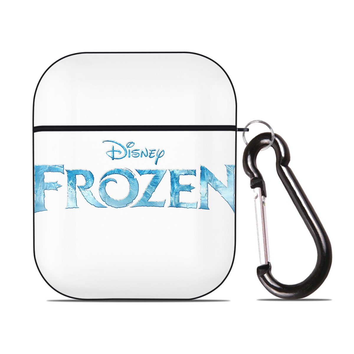 （画像用） アナと雪の女王 アンナ エルサ Frozen Anna Elsa AirPods 第2世代保護ケース ハードシェル ブラック 耐衝撃・防指紋・カラビナ付き