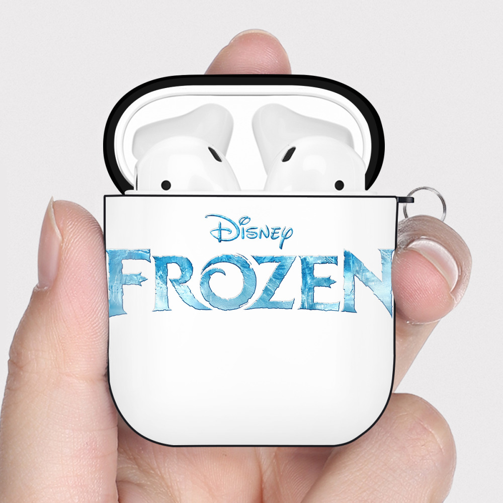 （画像用） アナと雪の女王 アンナ エルサ Frozen Anna Elsa AirPods 第2世代保護ケース ハードシェル ブラック 耐衝撃・防指紋・カラビナ付き