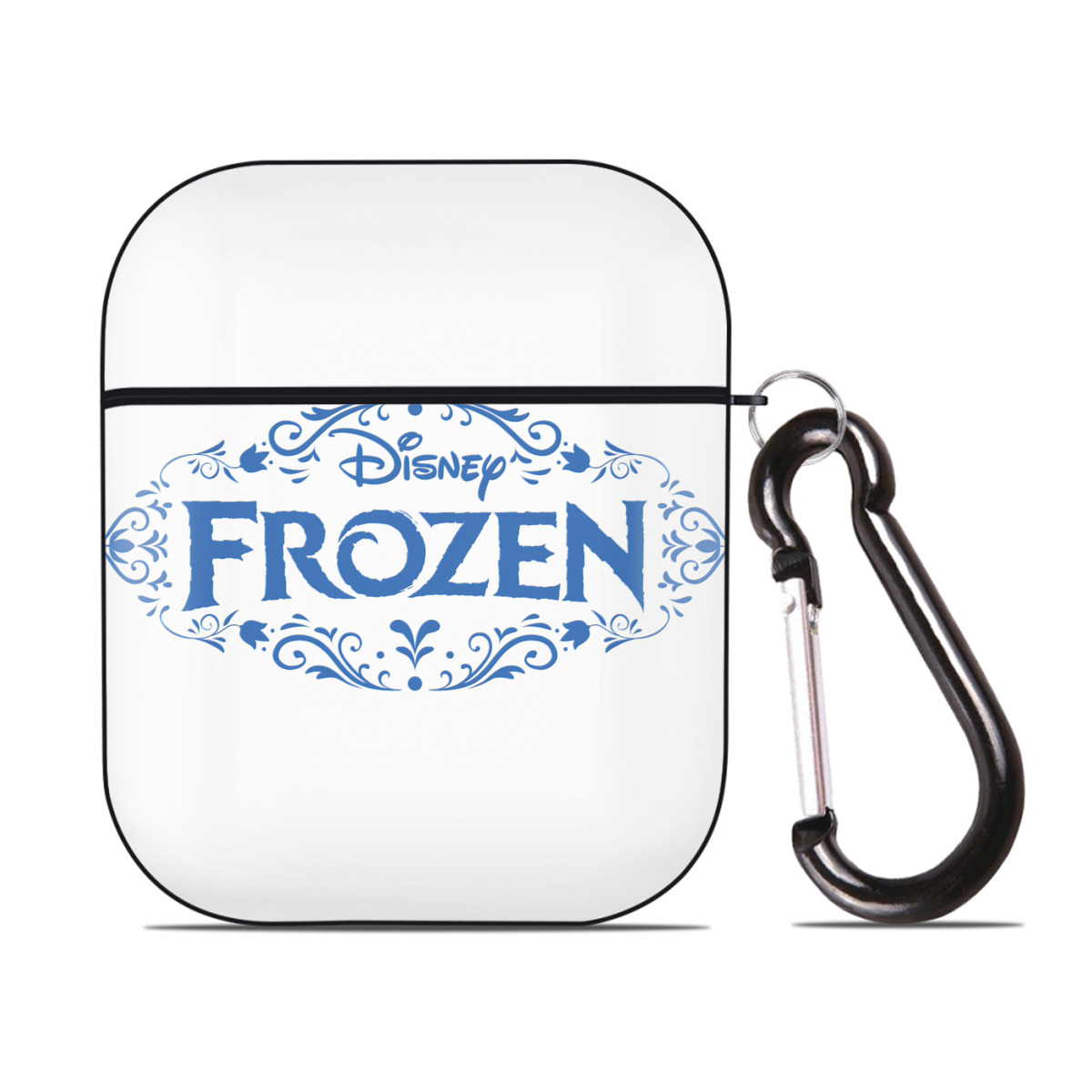 （画像用） アナと雪の女王 アンナ エルサ Frozen Anna Elsa AirPods 第2世代保護ケース ハードシェル ブラック 耐衝撃・防指紋・カラビナ付き