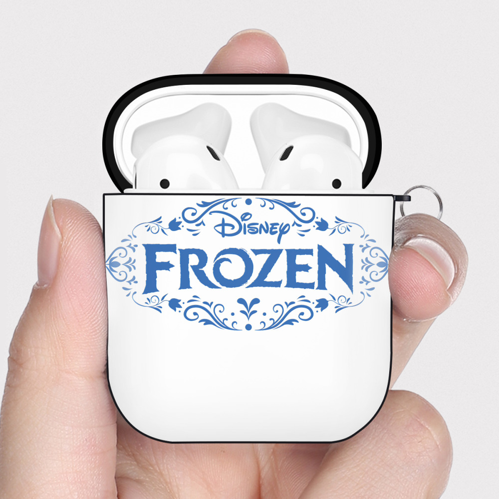 （画像用） アナと雪の女王 アンナ エルサ Frozen Anna Elsa AirPods 第2世代保護ケース ハードシェル ブラック 耐衝撃・防指紋・カラビナ付き