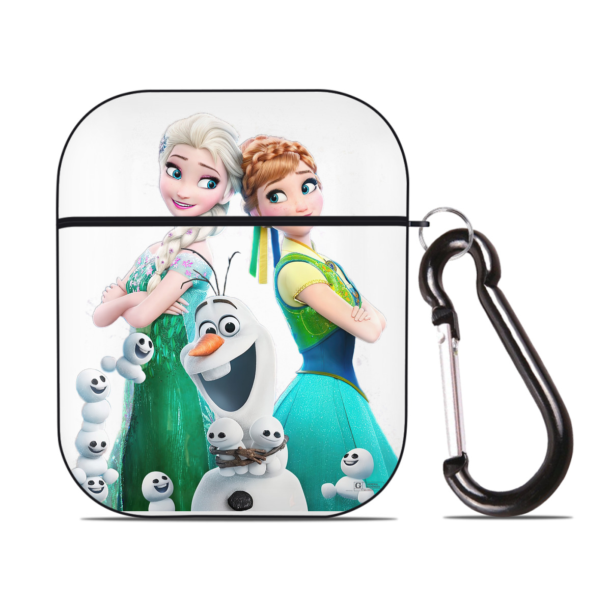 （画像用） アナと雪の女王 アンナ エルサ Frozen Anna Elsa AirPods 第2世代保護ケース ハードシェル ブラック 耐衝撃・防指紋・カラビナ付き