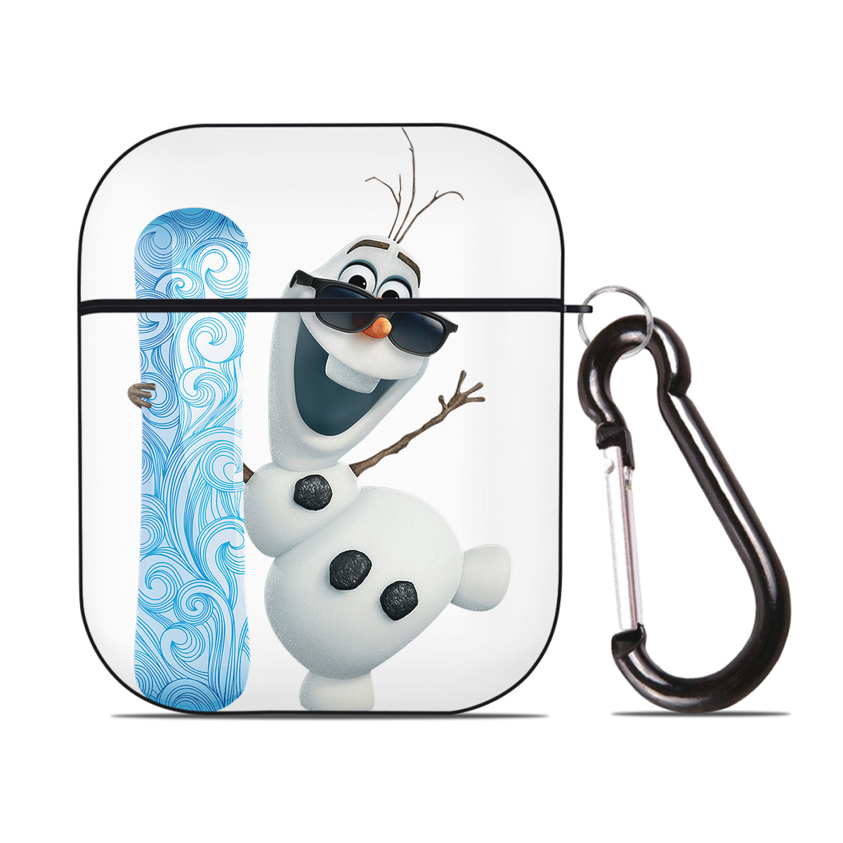 （画像用） アナと雪の女王 アンナ エルサ Frozen Anna Elsa AirPods 第2世代保護ケース ハードシェル ブラック 耐衝撃・防指紋・カラビナ付き