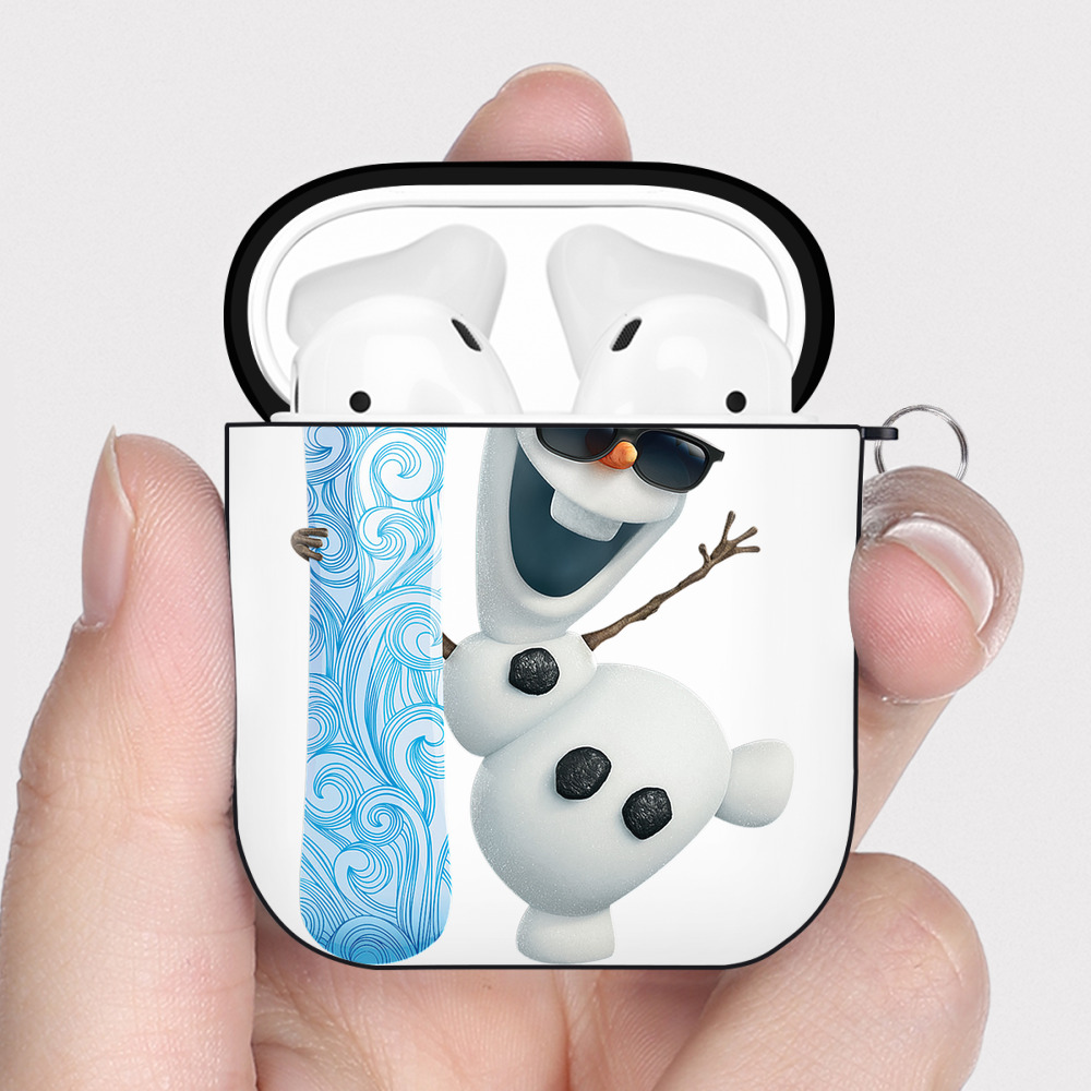 （画像用） アナと雪の女王 アンナ エルサ Frozen Anna Elsa AirPods 第2世代保護ケース ハードシェル ブラック 耐衝撃・防指紋・カラビナ付き