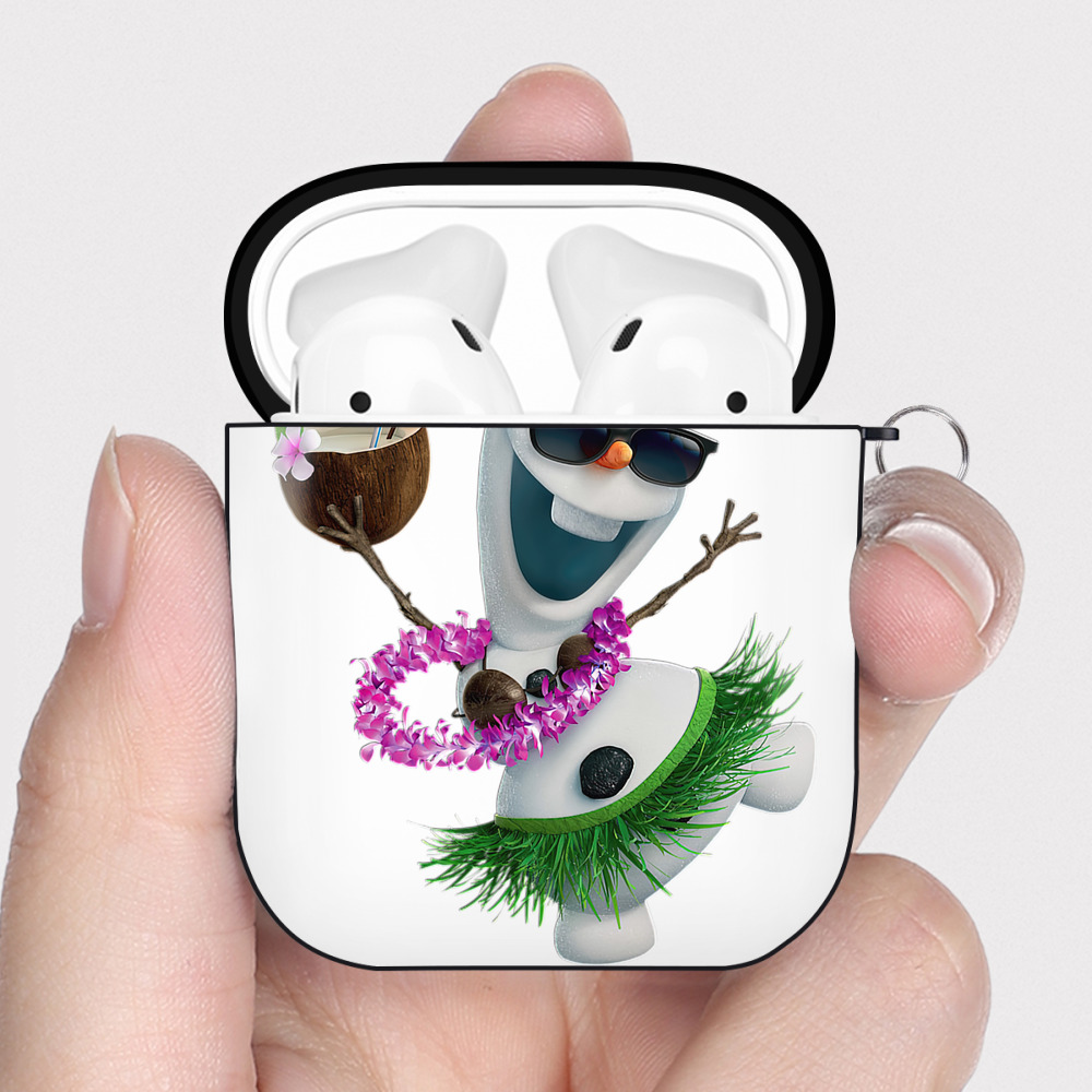 （画像用） アナと雪の女王 アンナ エルサ Frozen Anna Elsa AirPods 第2世代保護ケース ハードシェル ブラック 耐衝撃・防指紋・カラビナ付き