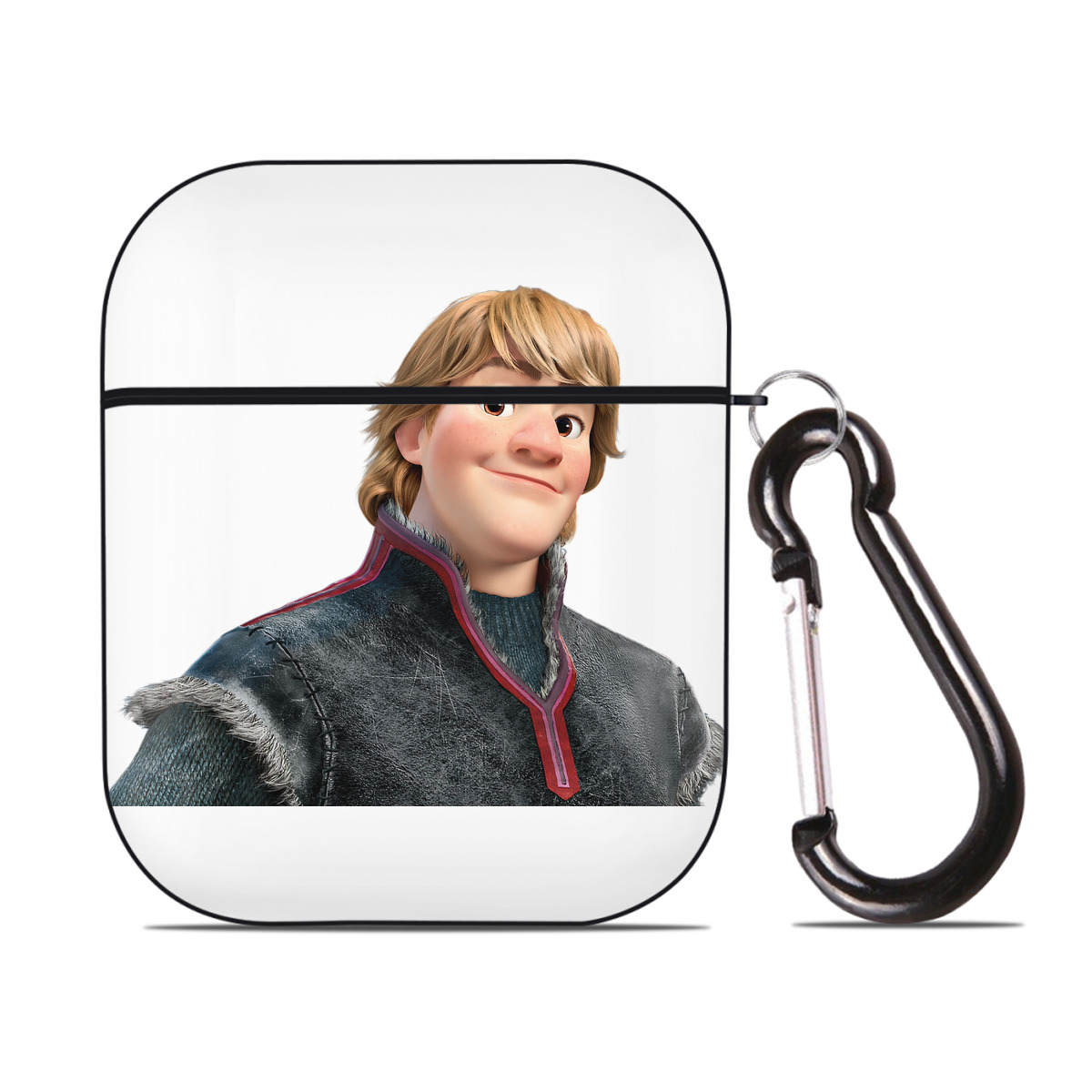 （画像用） アナと雪の女王 アンナ エルサ Frozen Anna Elsa AirPods 第2世代保護ケース ハードシェル ブラック 耐衝撃・防指紋・カラビナ付き