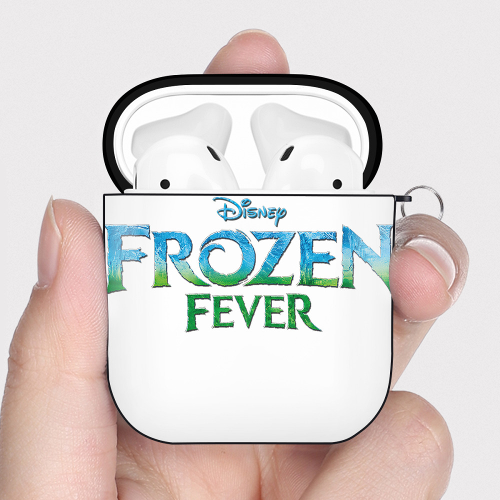 （画像用） アナと雪の女王 アンナ エルサ Frozen Anna Elsa AirPods 第2世代保護ケース ハードシェル ブラック 耐衝撃・防指紋・カラビナ付き