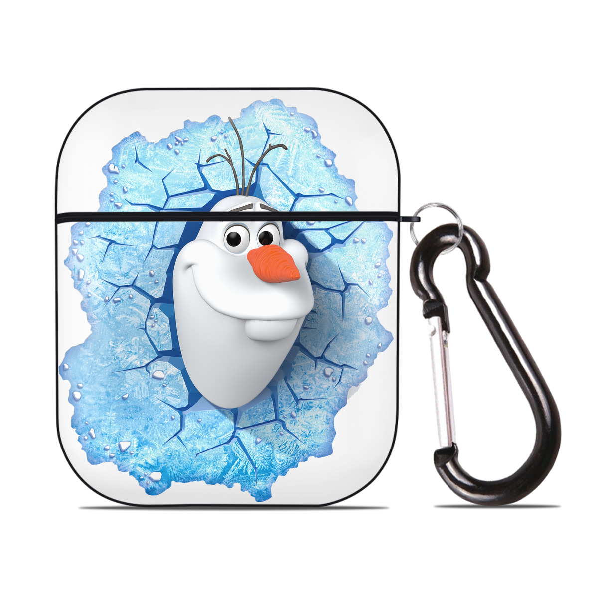 （画像用） アナと雪の女王 アンナ エルサ Frozen Anna Elsa AirPods 第2世代保護ケース ハードシェル ブラック 耐衝撃・防指紋・カラビナ付き
