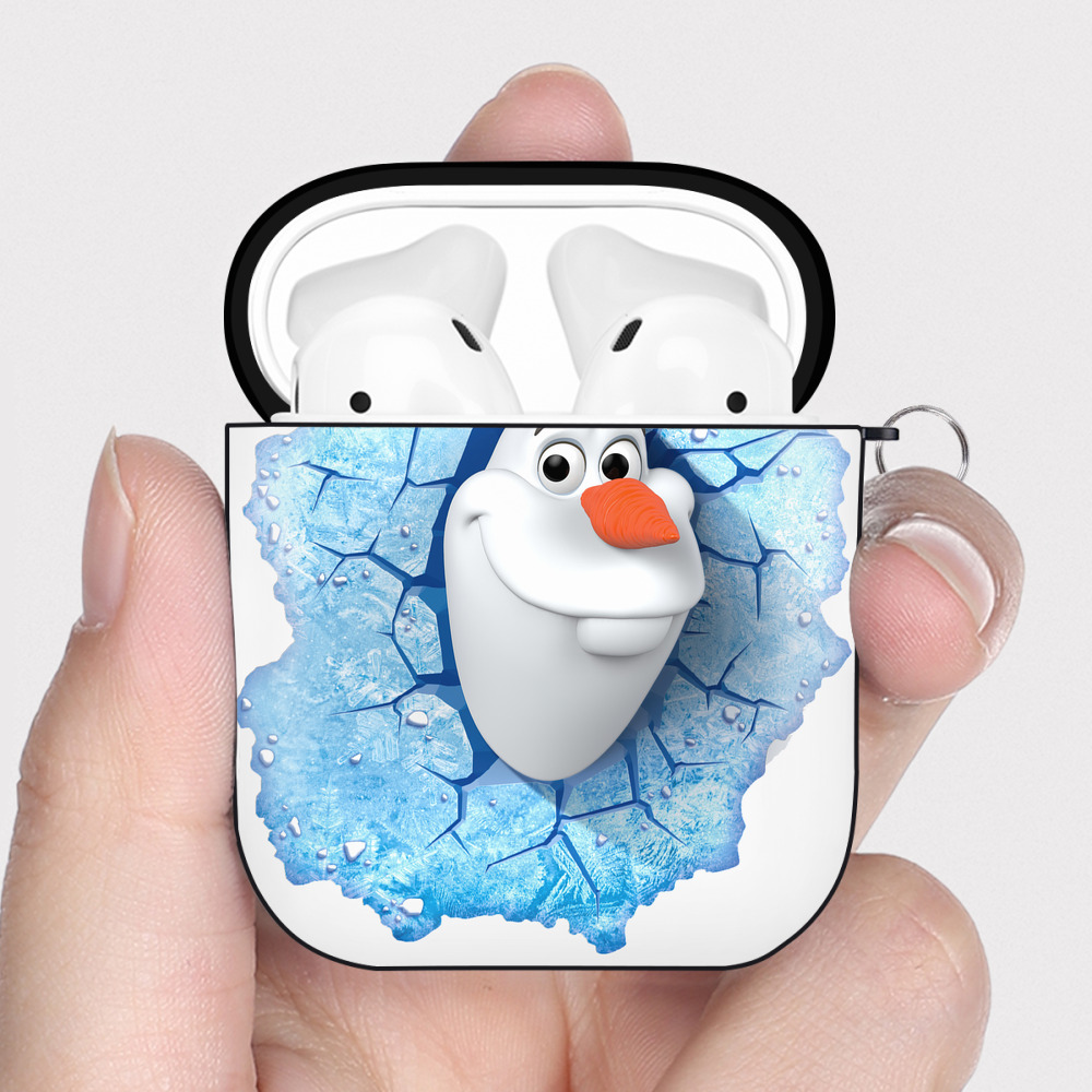 （画像用） アナと雪の女王 アンナ エルサ Frozen Anna Elsa AirPods 第2世代保護ケース ハードシェル ブラック 耐衝撃・防指紋・カラビナ付き