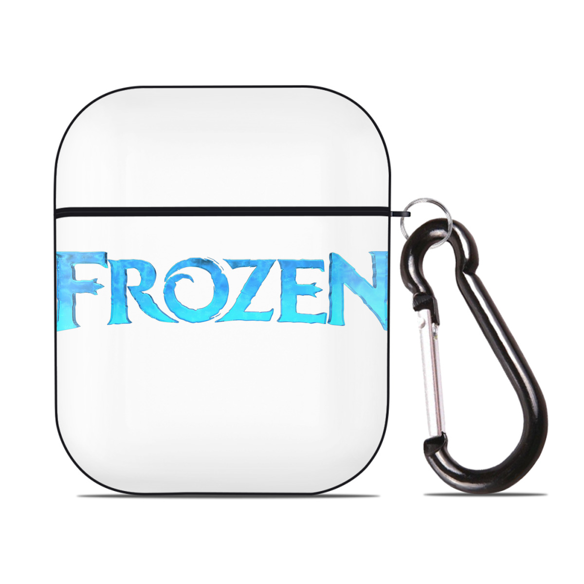 （画像用） アナと雪の女王 アンナ エルサ Frozen Anna Elsa AirPods 第2世代保護ケース ハードシェル ブラック 耐衝撃・防指紋・カラビナ付き