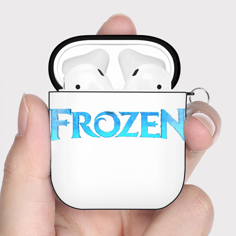 （画像用） アナと雪の女王 アンナ エルサ Frozen Anna Elsa AirPods 第2世代保護ケース ハードシェル ブラック 耐衝撃・防指紋・カラビナ付き