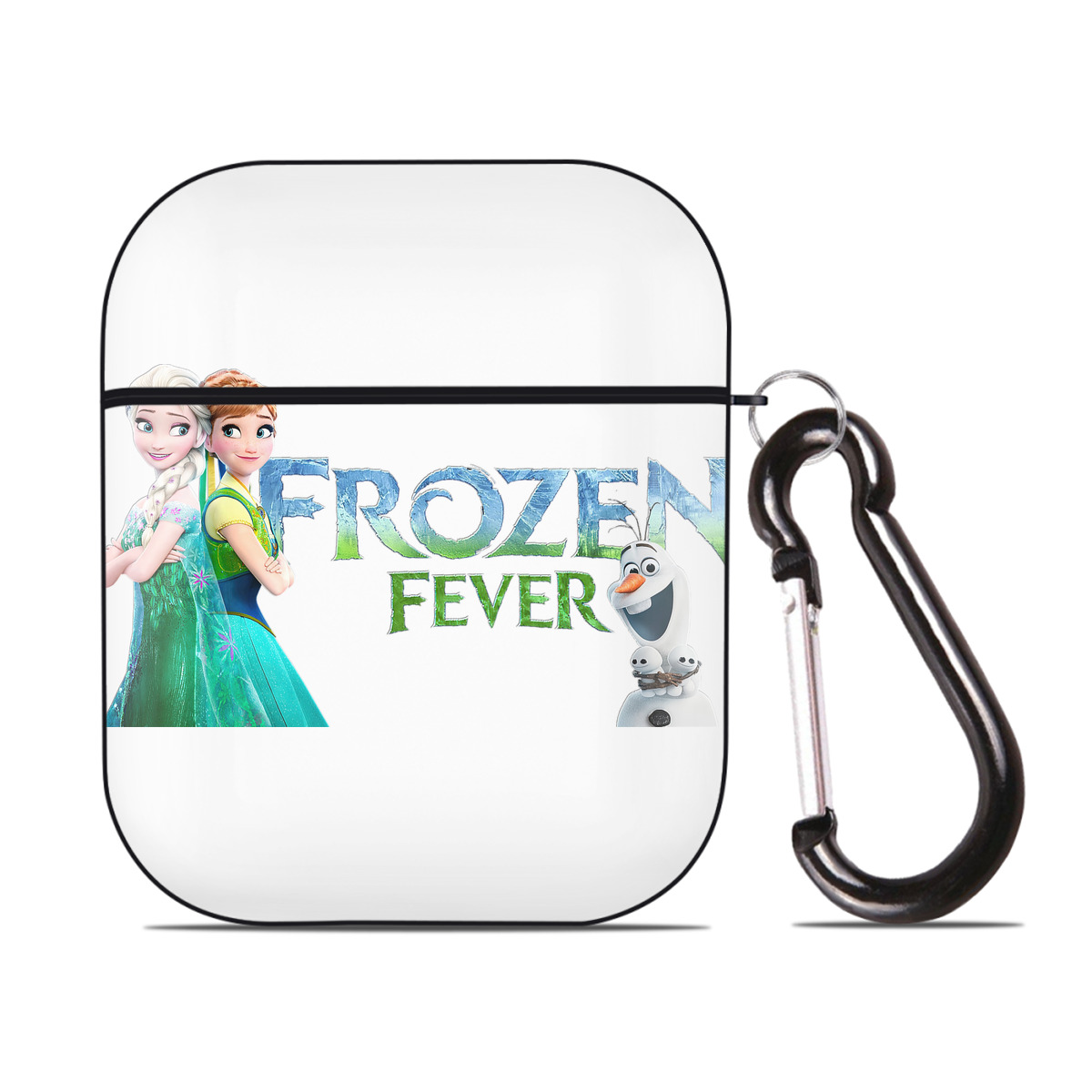 （画像用） アナと雪の女王 アンナ エルサ Frozen Anna Elsa AirPods 第2世代保護ケース ハードシェル ブラック 耐衝撃・防指紋・カラビナ付き