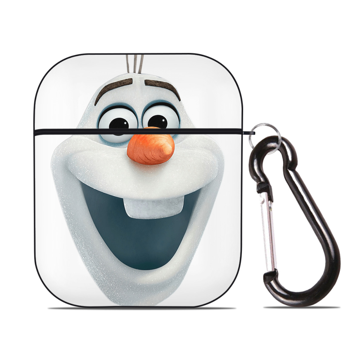 （画像用） アナと雪の女王 アンナ エルサ Frozen Anna Elsa AirPods 第2世代保護ケース ハードシェル ブラック 耐衝撃・防指紋・カラビナ付き
